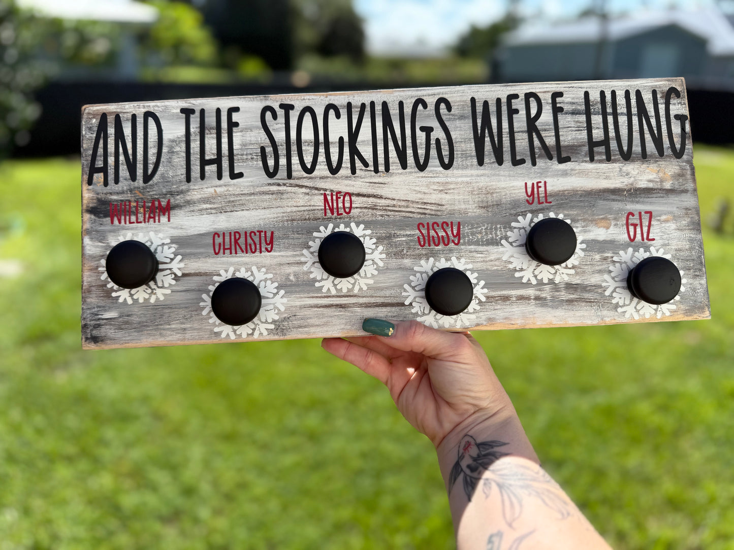 Snowflake Stocking Holder | And The Stockings Were Hung Holder || Rustic Stocking Holder || Read Description Please