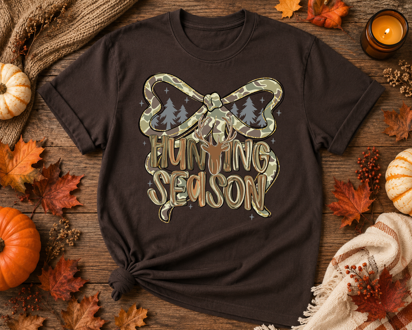 Hunting Season Camo Bow Graphic T-Shirt