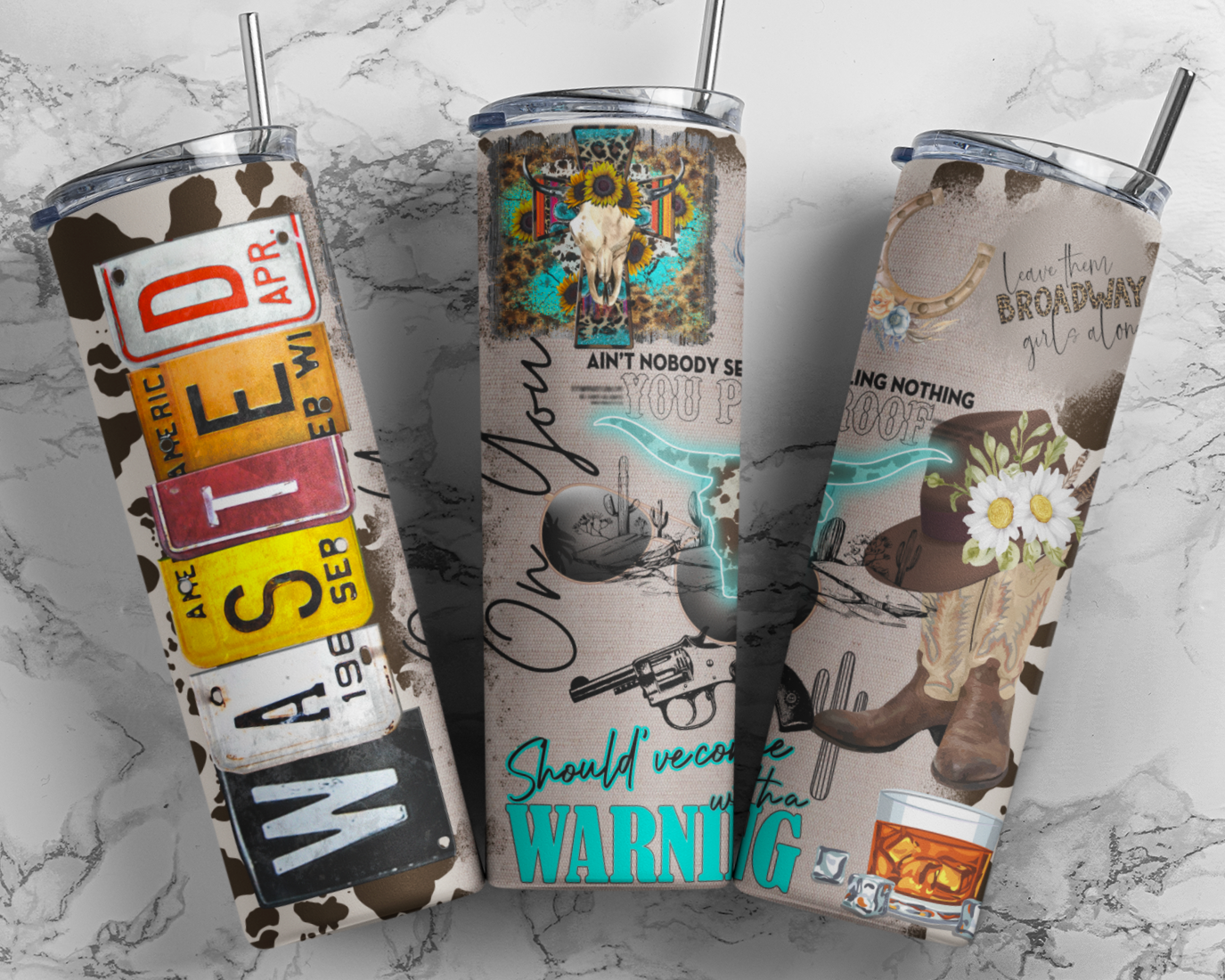 Country Music Tumblers | Wasted On You | Raised on 90's Country Music | Rodeo Babe | 20oz Tumblers