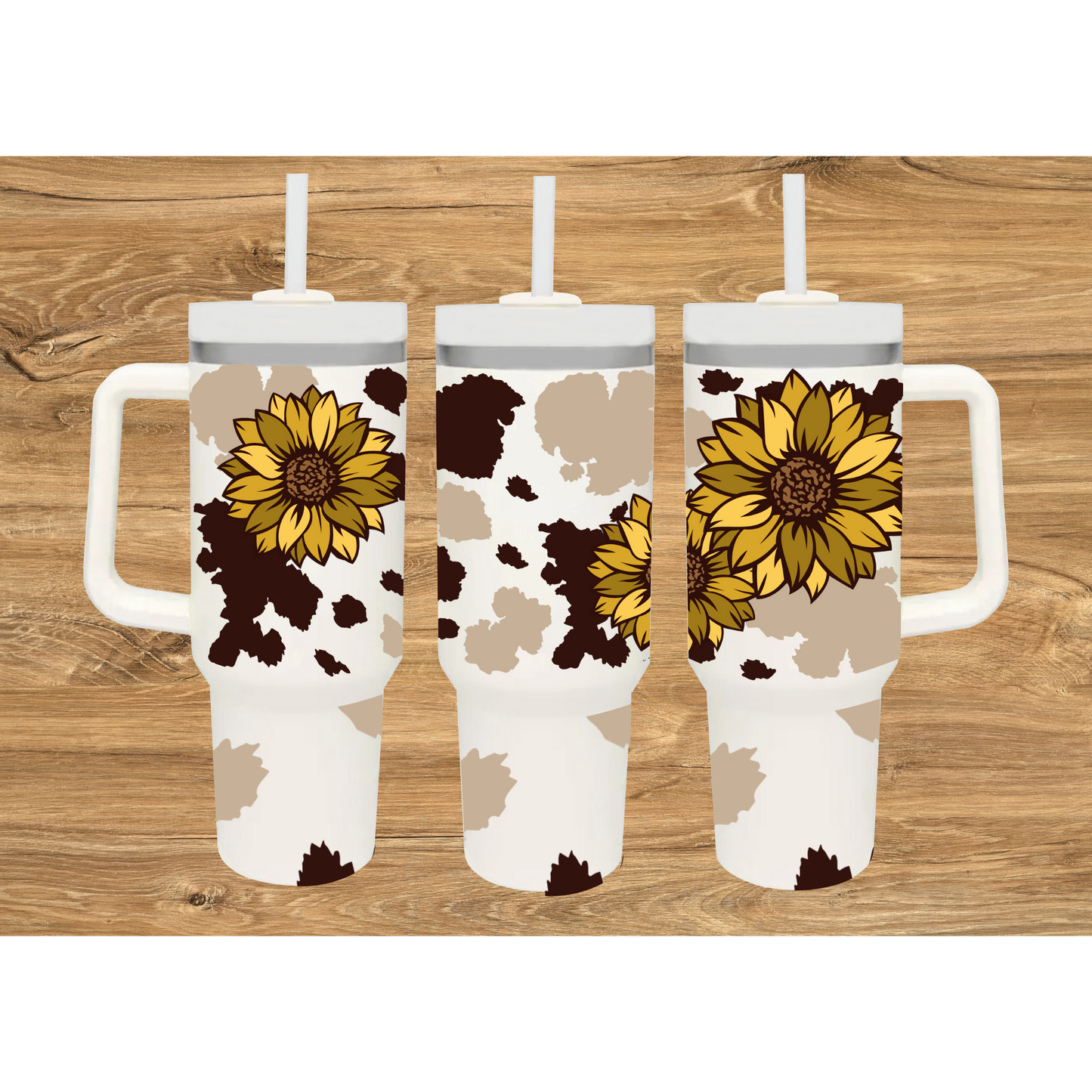 Sunflower 40oz Tumblers | Cow Print 40oz Tumblers | 40oz Tumblers