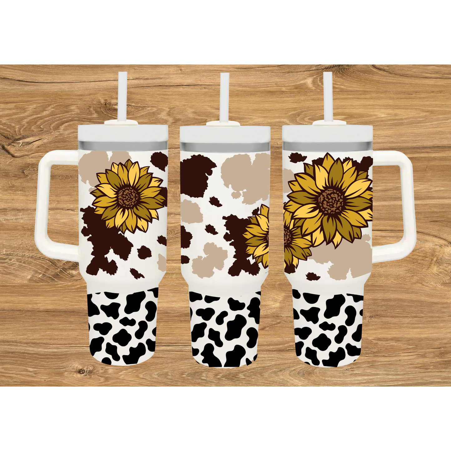 Sunflower 40oz Tumblers | Cow Print 40oz Tumblers | 40oz Tumblers