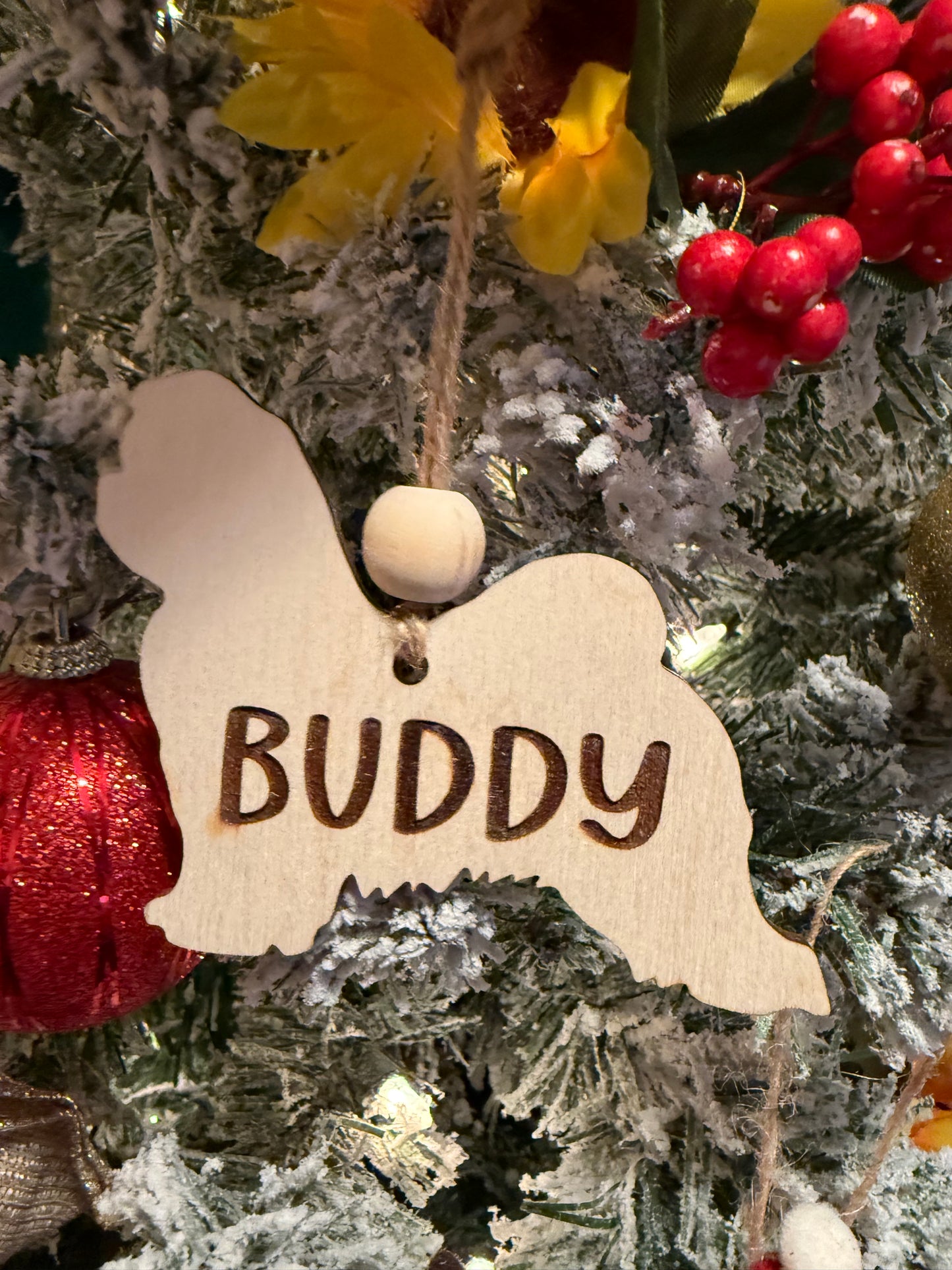 Personalized Dog Name Ornament | Custom Wooden Pet Keepsake