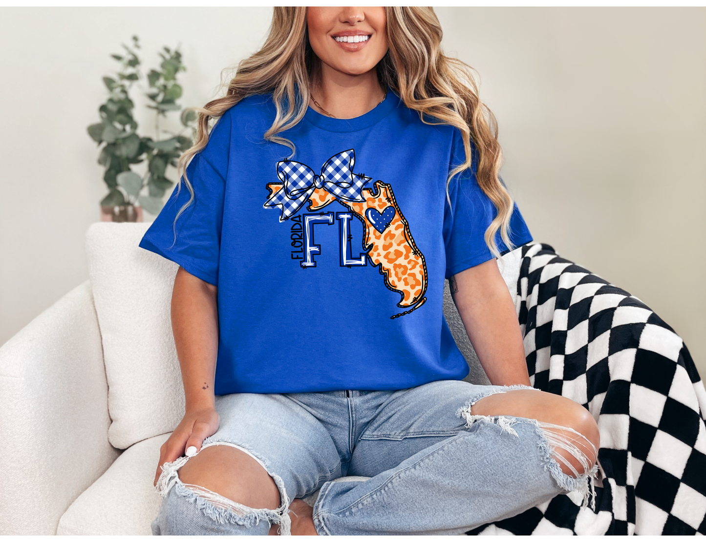 Florida Football T-Shirts | Florida State Shirt | Gingham Bow & Leopard Print Florida