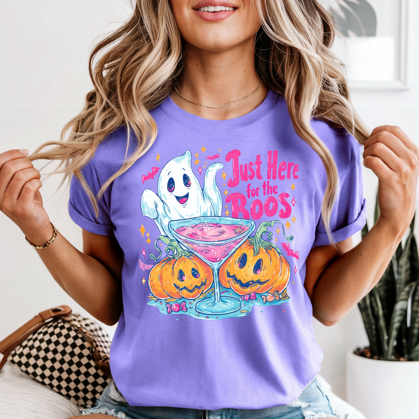 Just Here For The Boos | Spooky Tees | Halloween Tees | DTF Designs