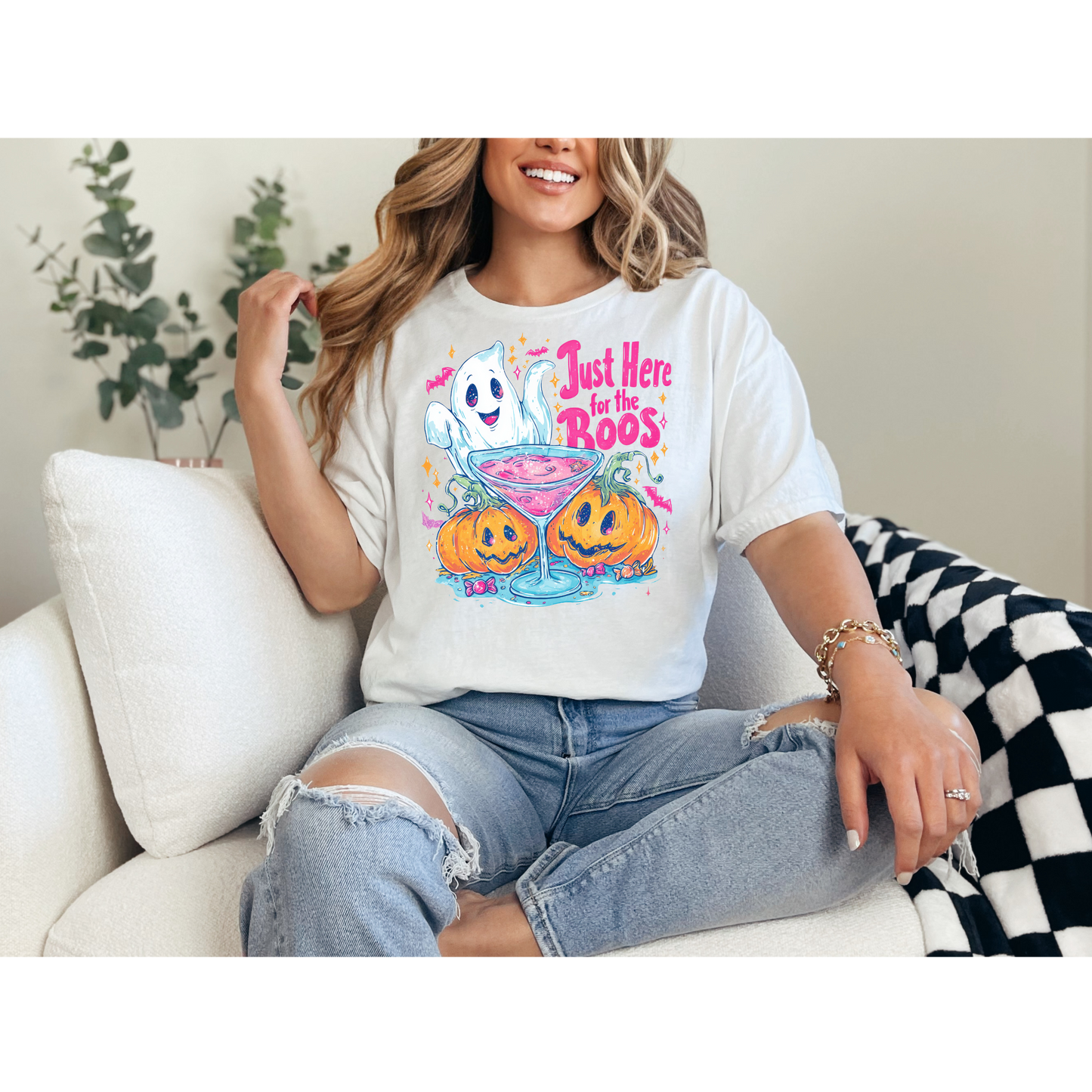 Just Here For The Boos | Spooky Tees | Halloween Tees | DTF Designs