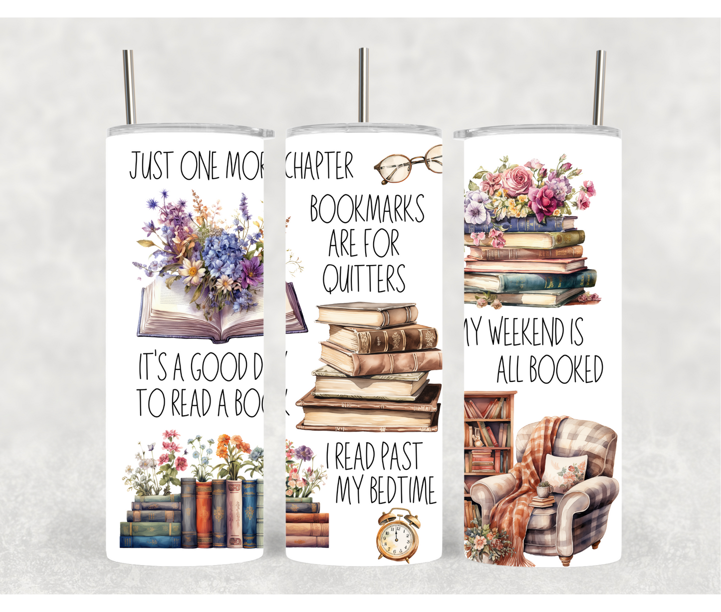 Easily Distracted by Books Tumblers | 20oz Straight Tumblers | Book Tumblers | Reading Tumblers