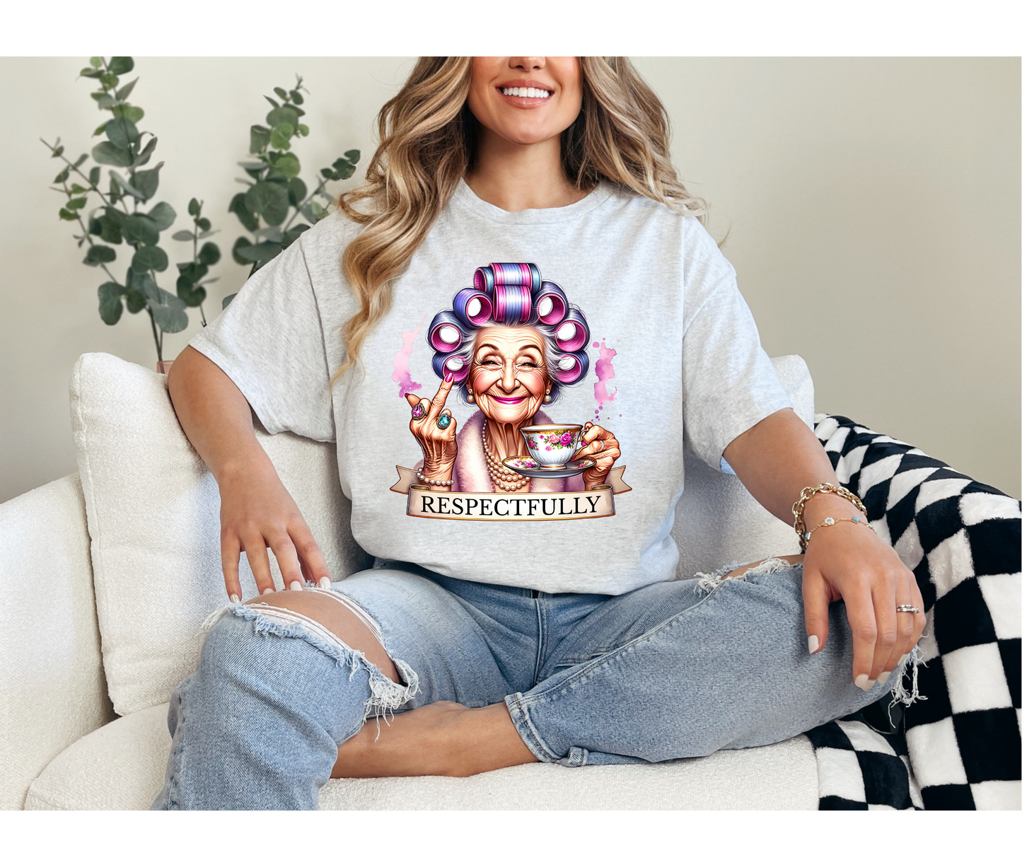 Respectfully F Off Tee | Sassy Grandma | Middle Finger Adult Humor T-Shirt | DTF Designs
