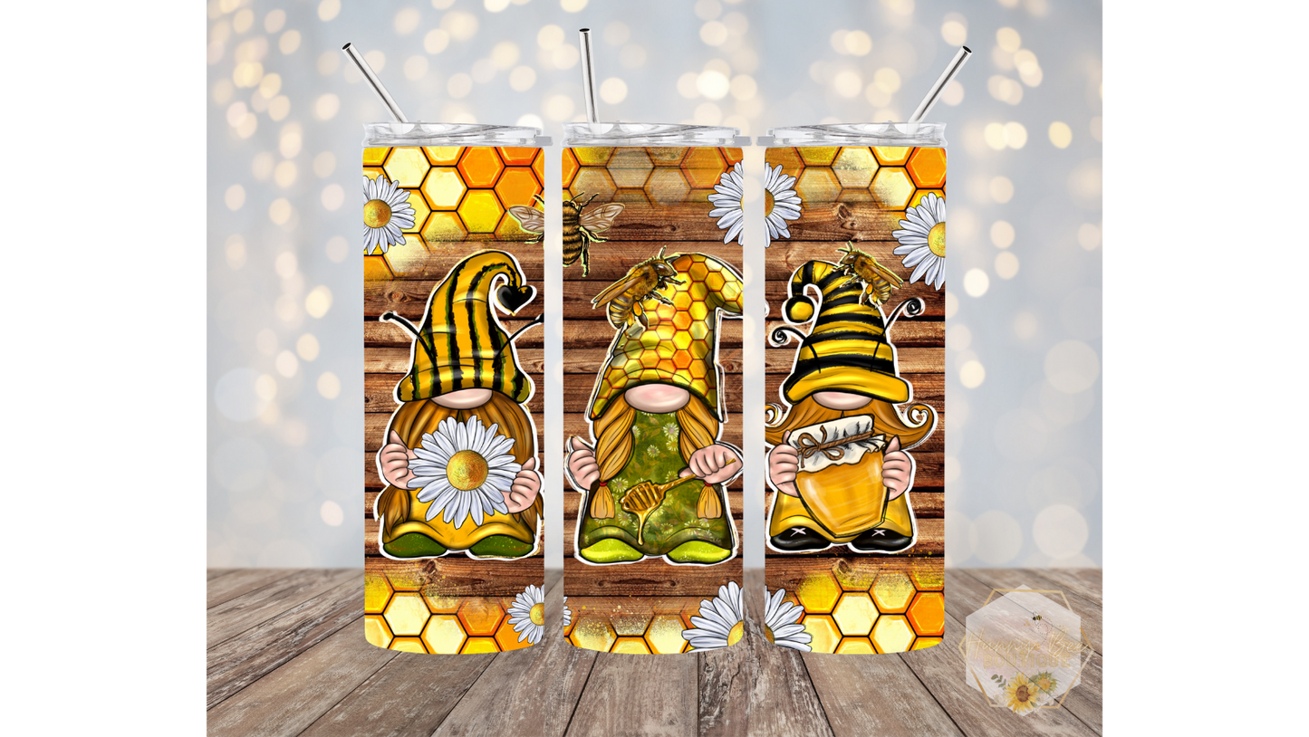 Plant Gnomes Tumbler | Honey Bee Gnomes Tumbler | 20oz Tumblers