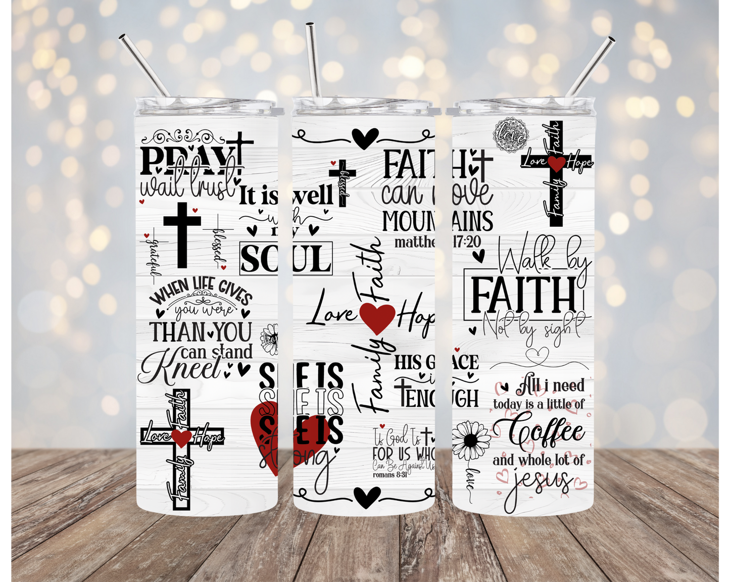 Faith Based Tumblers | Walk By Faith Not By Sight | Pray More Worry Less | Pray On It | God Is Good All The Time | 20oz Tumblers