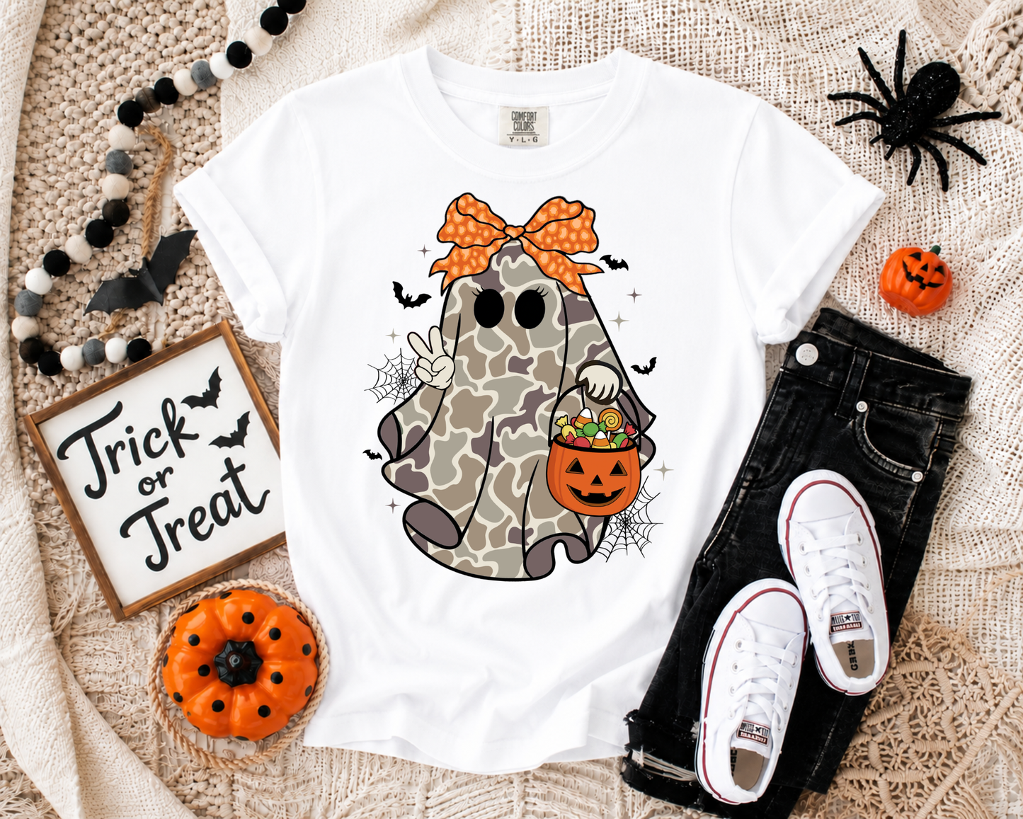 Camo Ghost Halloween Shirt | Cute Ghost Trick or Treat Tee | Candy Hunter | Kids & Adult Halloween Graphic Tee