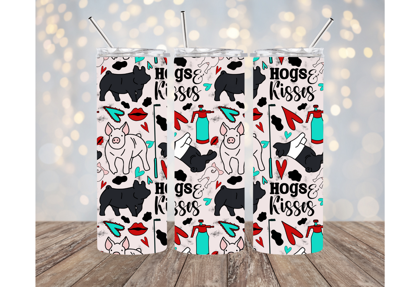 Hogs & Kisses | Just A Girl Who Loves Pigs | Cute Pig Tumblers | 20oz Tumblers