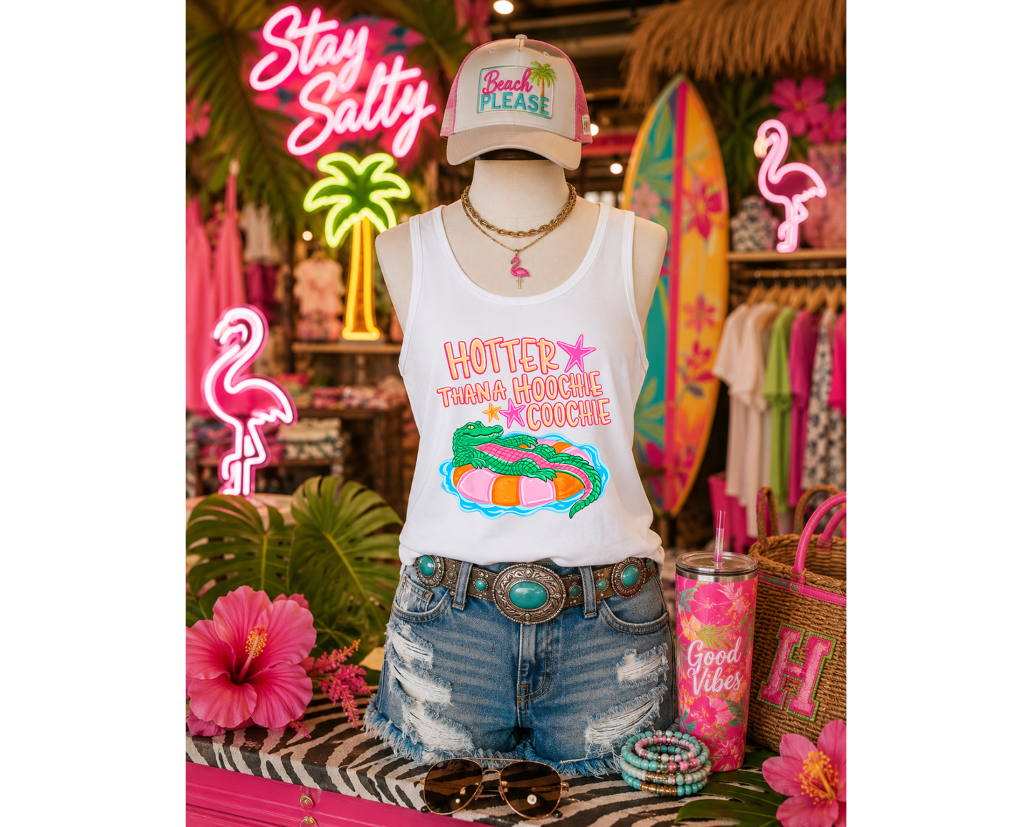 Hotter Than a Hoochie Coochie Summer Graphic Tee | Funny Beach Shirt | Lake Day Shirt | Vacation Tee | Boutique Summer T-Shirt
