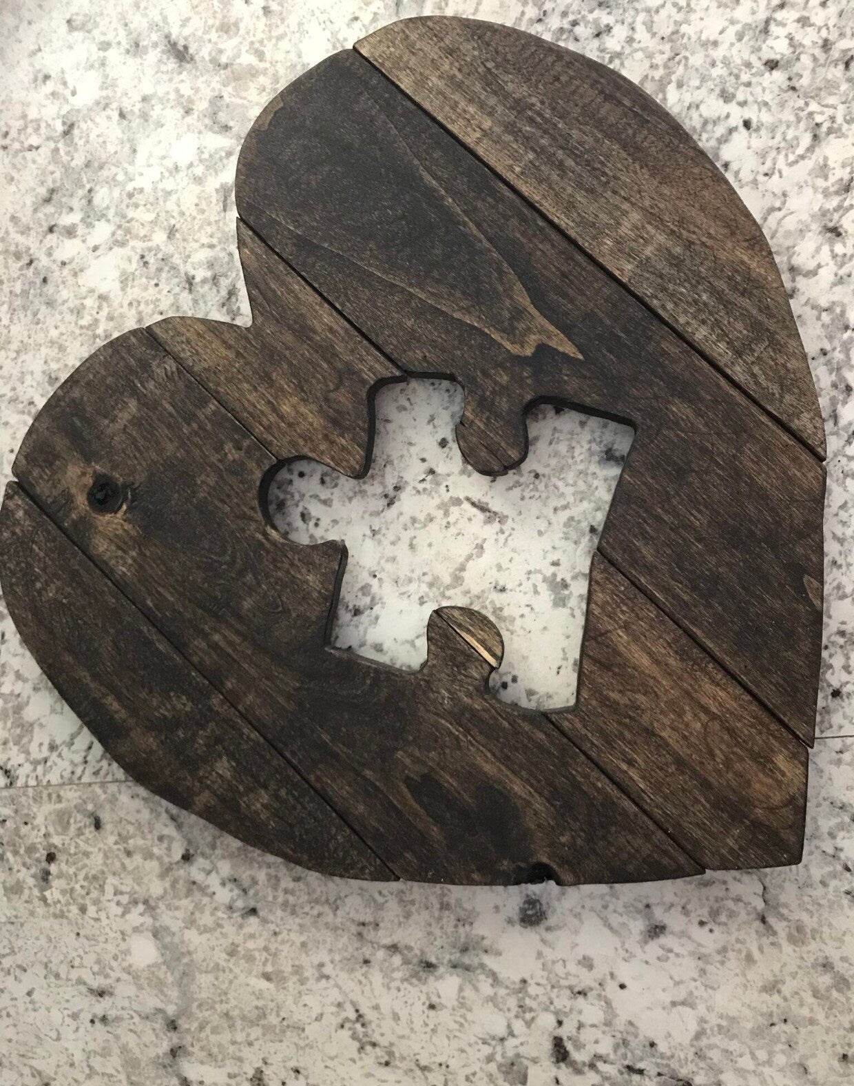 Wooden Heart | Puzzle Piece Cut Out | Autism | Unique Decor