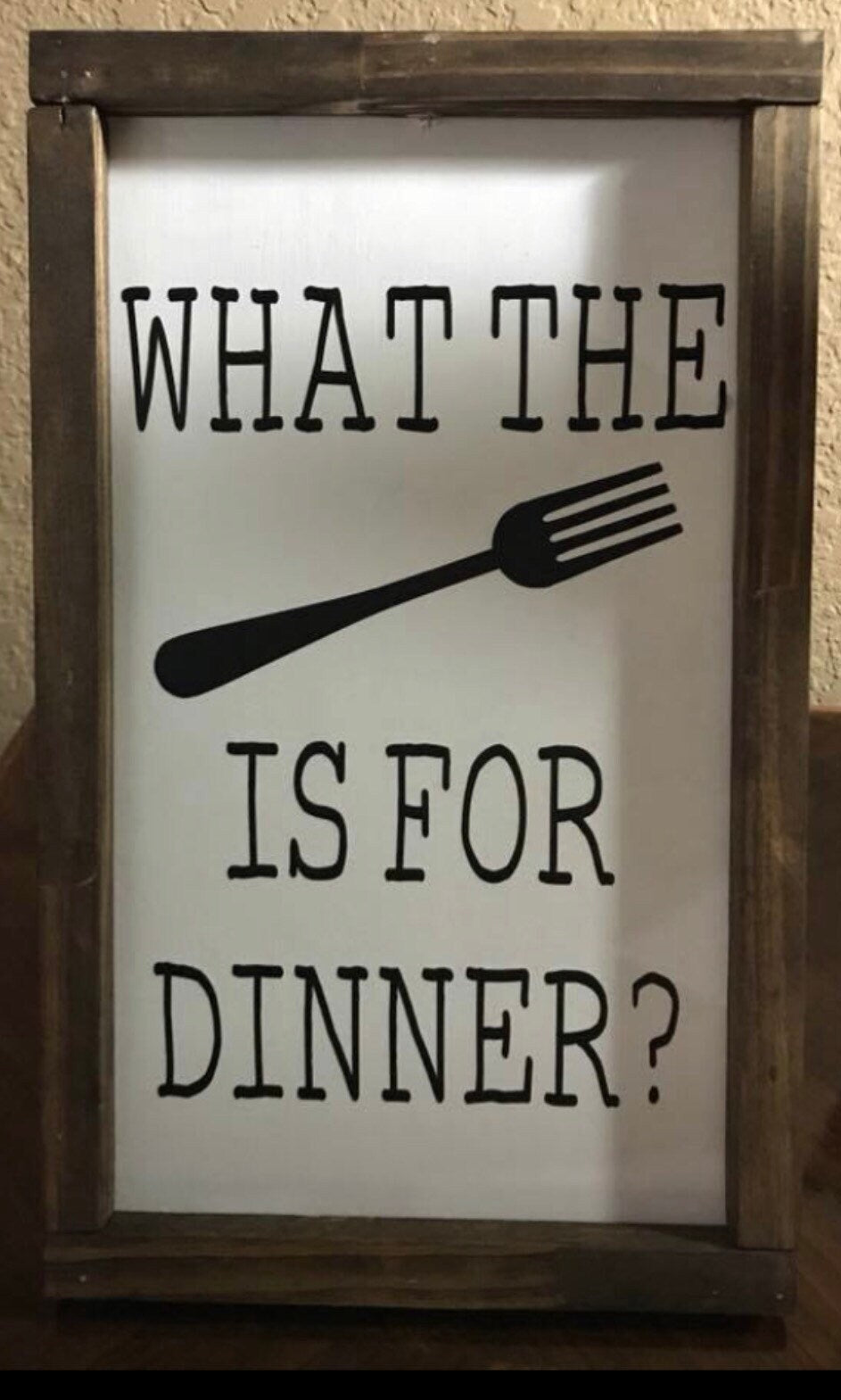 What The Fork Is For Dinner Sign | Kitchen Humor | Witty Kitchen Signs | What The Fork Is For Dinner Wood Sign | Funny Home Decor
