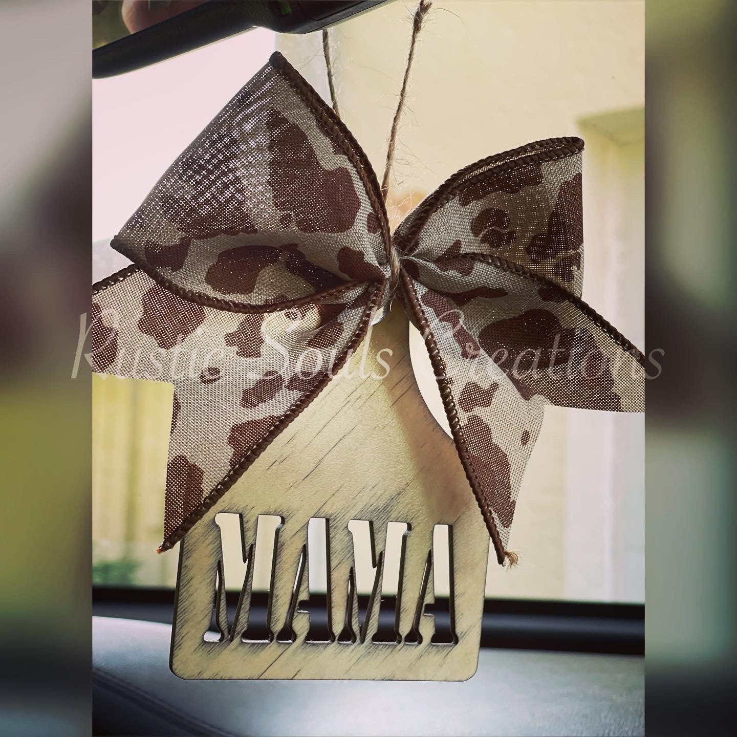 Mama Cow Tag Car Charm. Rustic Cow Tag Car Charm. Cow Tag Ornament. Car Accessories.