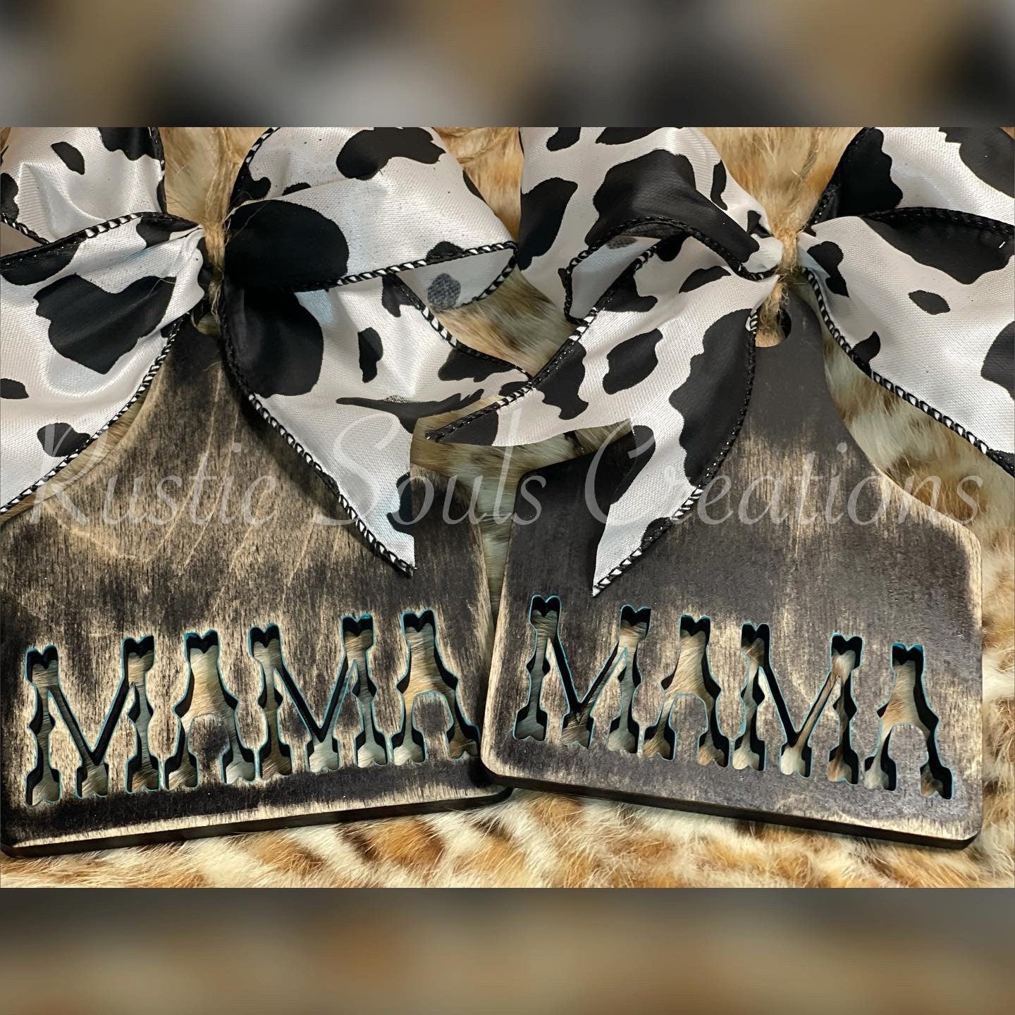 Mama Cow Tag Car Charm. Rustic Cow Tag Car Charm. Cow Tag Ornament. Car Accessories.