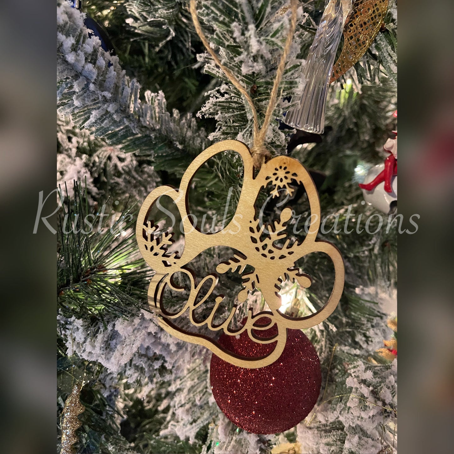 Memorial Paw Print | Cat Christmas Ornament | Memorial Angel in Heaven Ornament | Dog Christmas Ornament