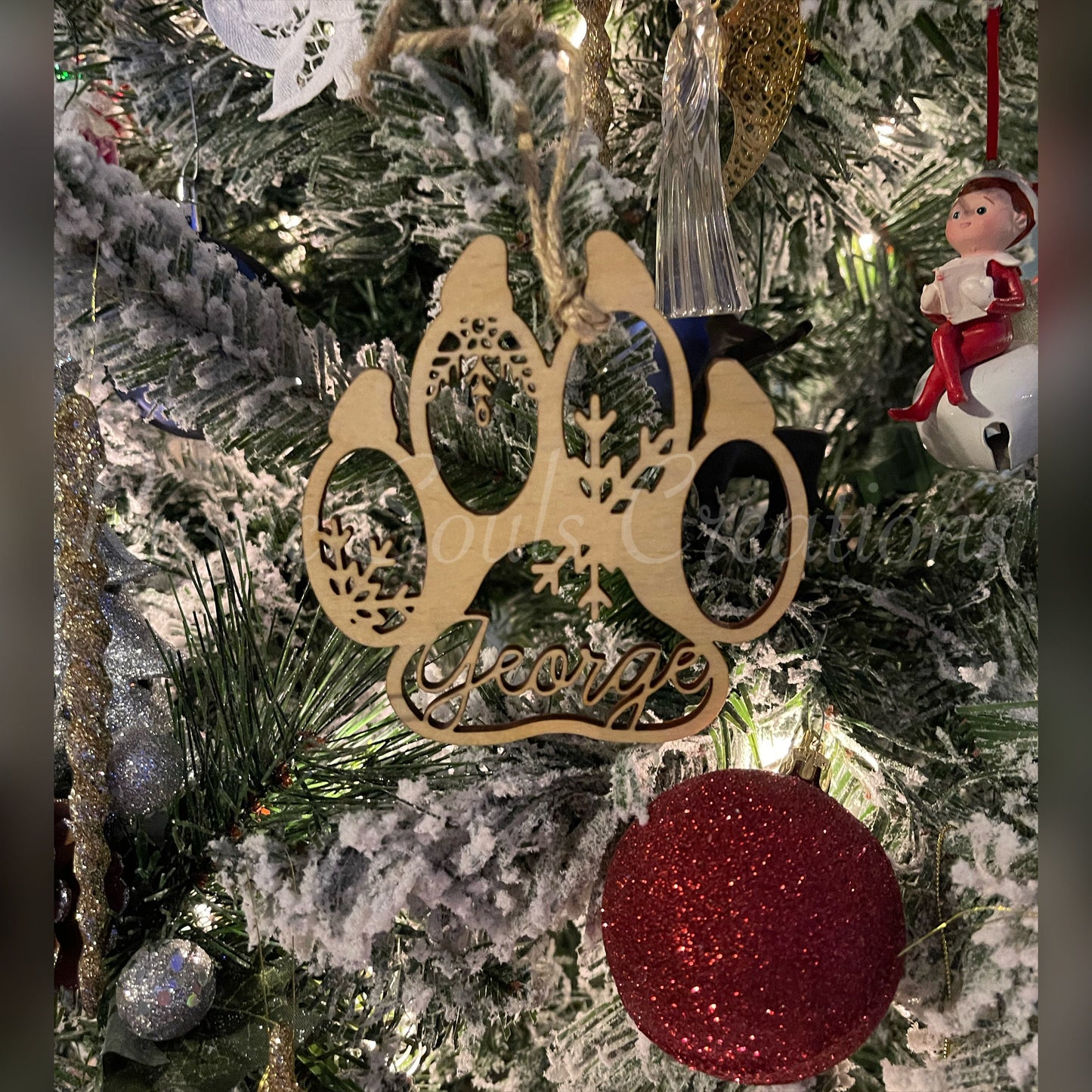 Memorial Paw Print | Cat Christmas Ornament | Memorial Angel in Heaven Ornament | Dog Christmas Ornament