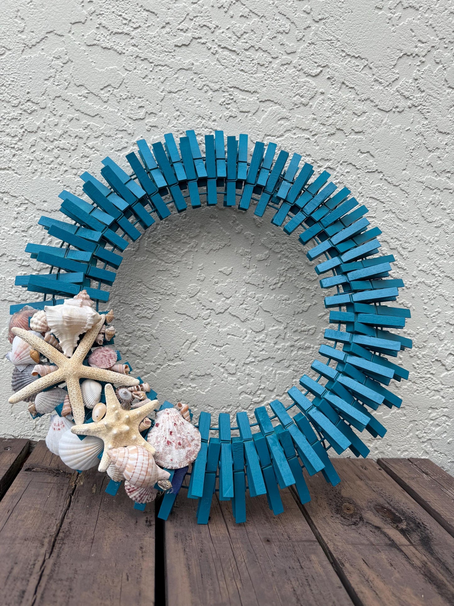 Summer Beach Seashell Wreath | Clothespin Wreath | Nautical Wreath | Starfish Beach Theme
