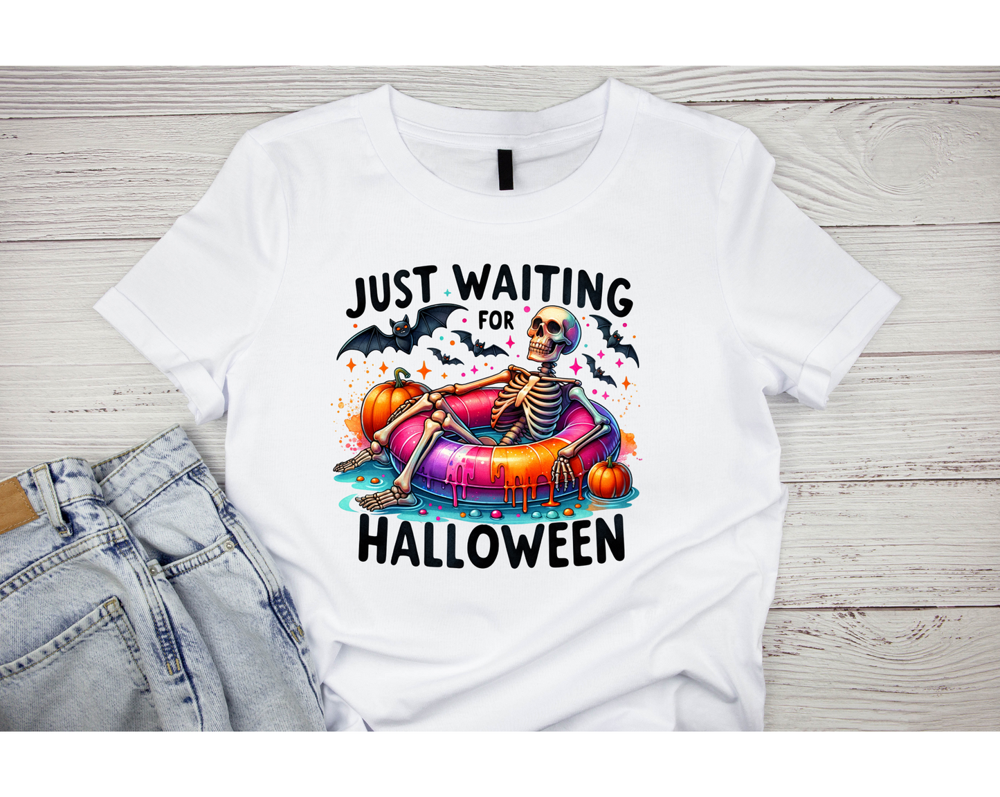 Spooky Summer Tee | Just Waiting For Halloween T-Shirt | DTF Design