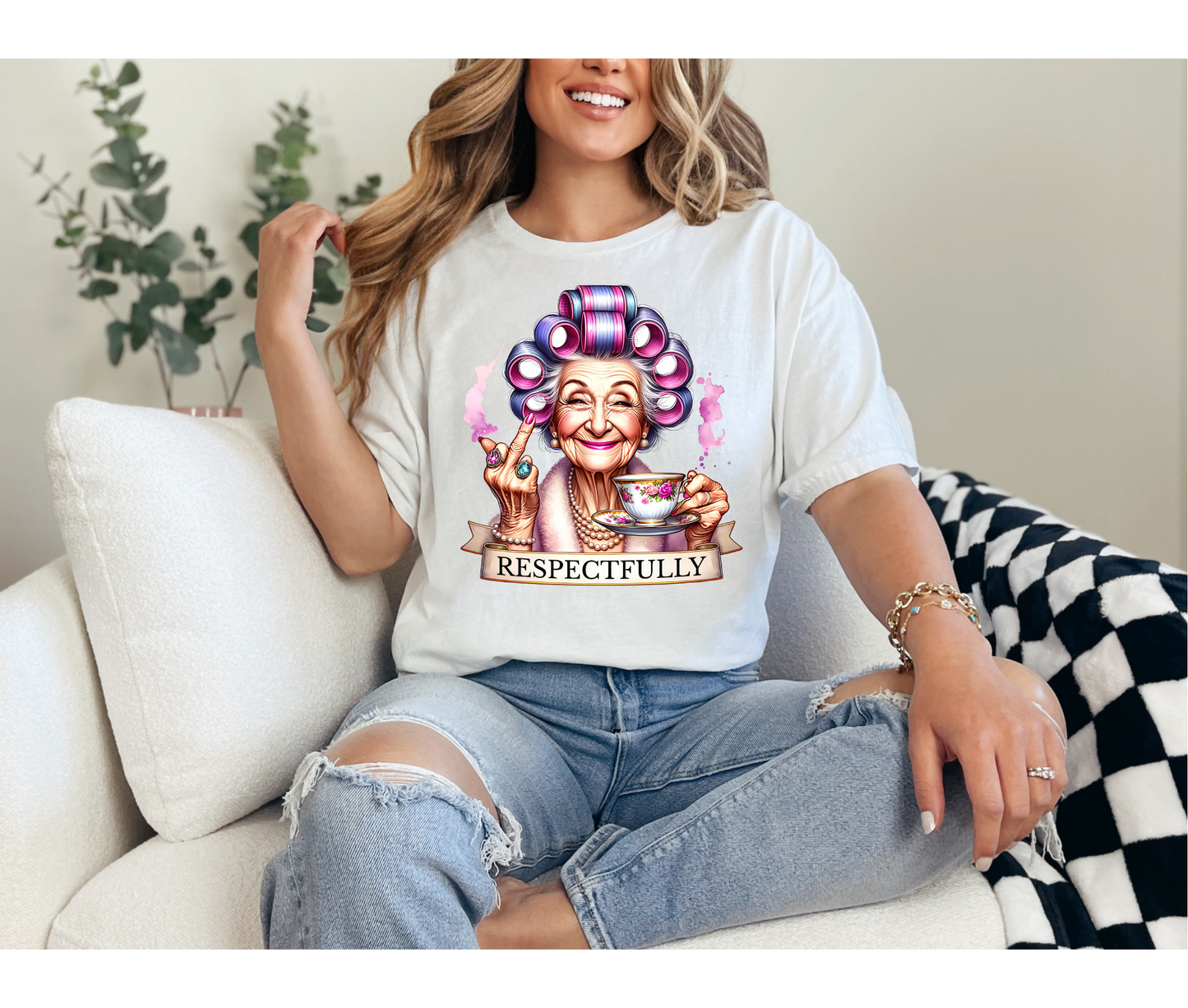Respectfully F Off Tee | Sassy Grandma | Middle Finger Adult Humor T-Shirt | DTF Designs
