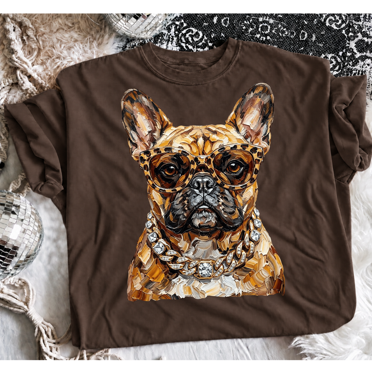 Glam Dog Graphic Tee | Sunglasses & Bling Dog Lover Shirt