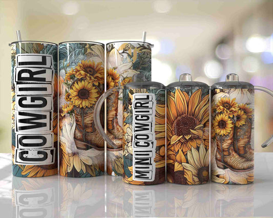 Cowgirl Tumblers | Custom Sippy Tumblers | Cute Kid Sippy Tumblers | 12oz Sippy Tumblers | Mommy & Me Tumblers