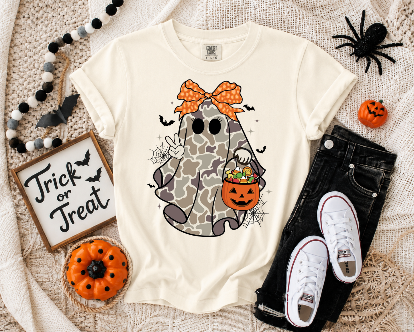 Camo Ghost Halloween Shirt | Cute Ghost Trick or Treat Tee | Candy Hunter | Kids & Adult Halloween Graphic Tee