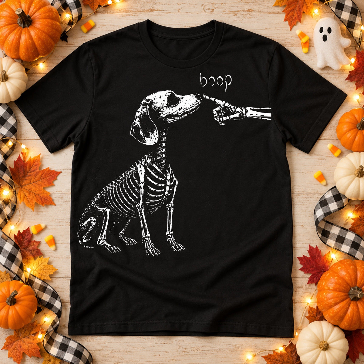 Skeleton Dog Boop Halloween T-Shirt | Spooky Dog Lover Tee