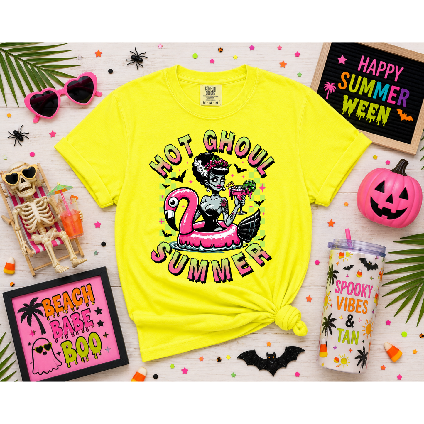 Summerween Comfort Colors® Graphic T-Shirt | Neon Halloween Shirt | Ghost Summer Tee | Hot Ghoul Summer | Spooky Beach Shirt | Unisex Graphic Tee