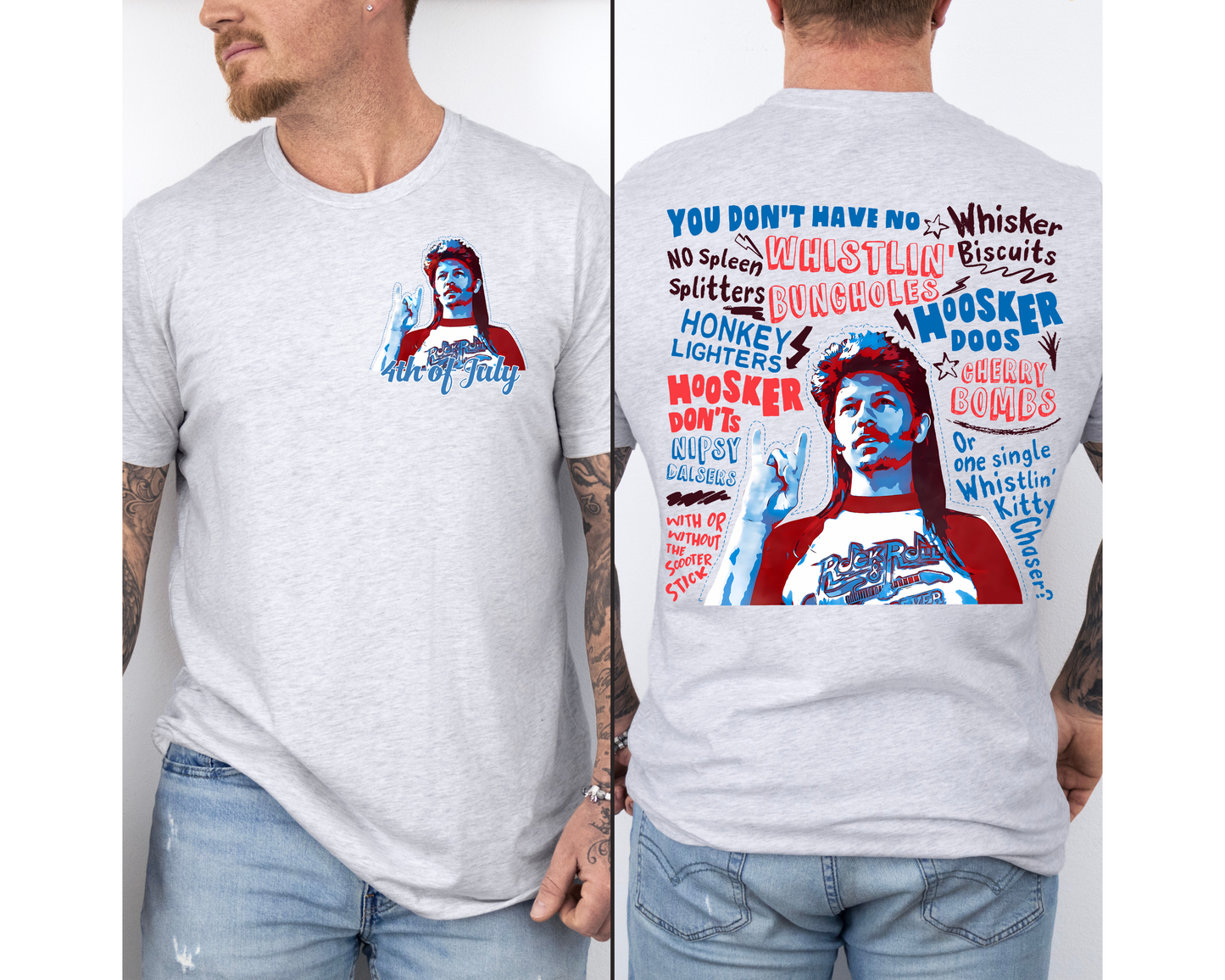 Funny 'Merica Patriotic Graphic T-Shirt | Front & Back Print | USA Flag Independence Day Tee | Unisex Adult Shirt