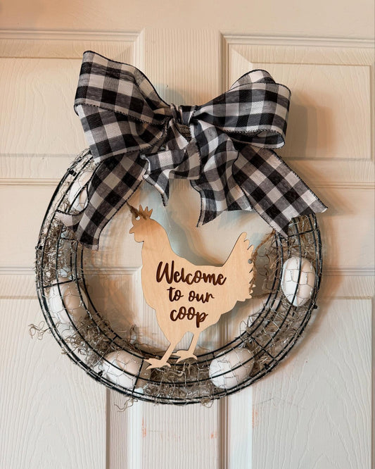 Welcome to Our Coop Front Door Wreath