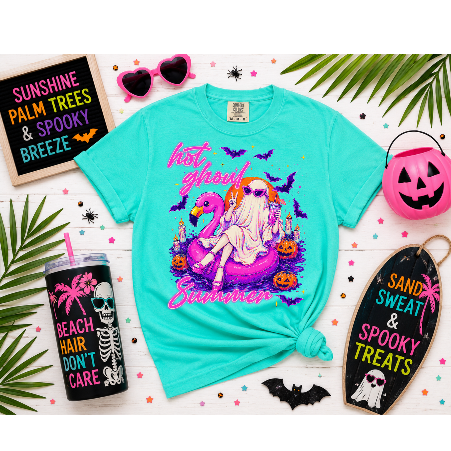 Summerween Comfort Colors® Graphic T-Shirt | Neon Halloween Shirt | Ghost Summer Tee | Hot Ghoul Summer | Spooky Beach Shirt | Unisex Graphic Tee