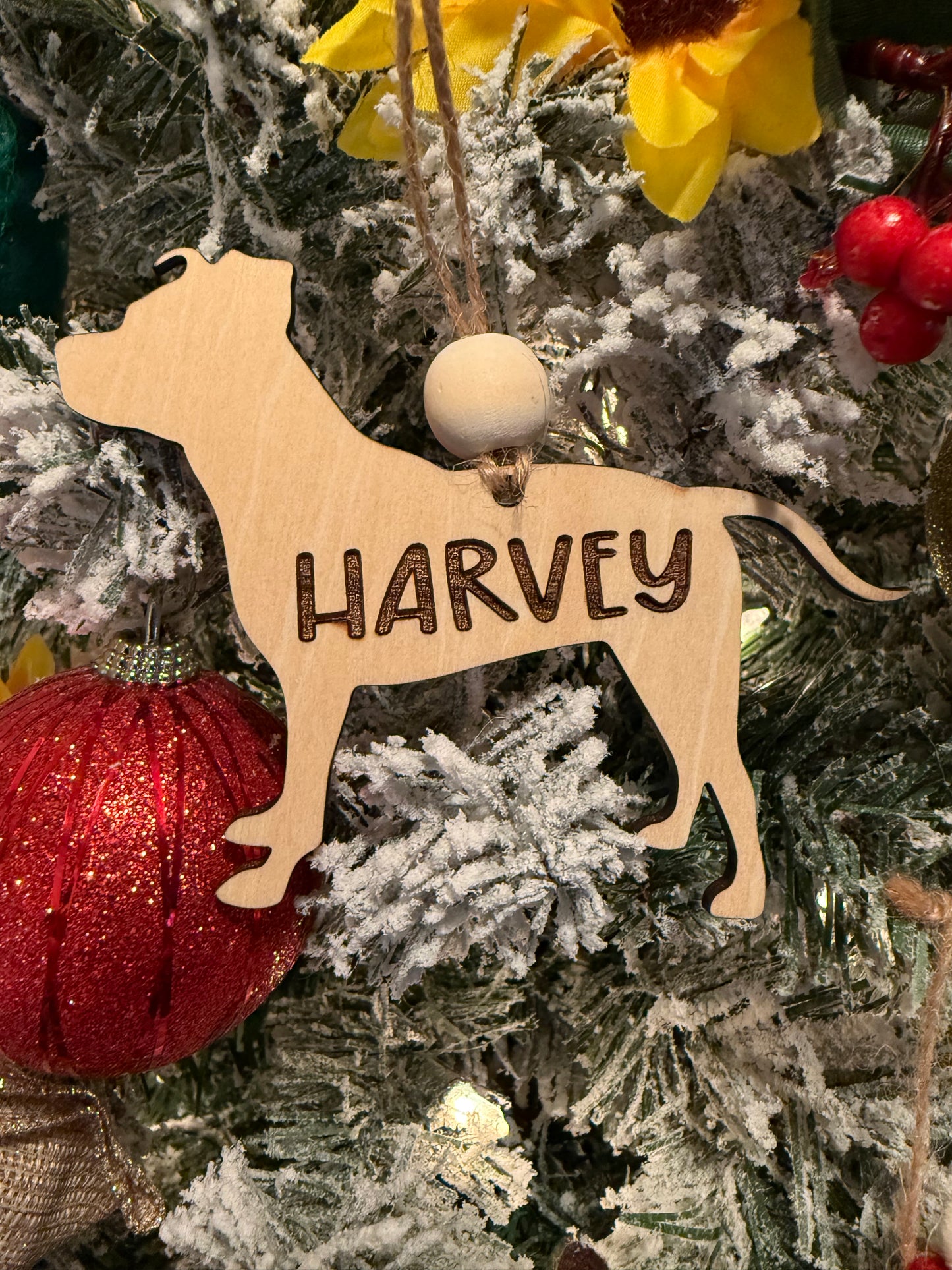 Personalized Dog Name Ornament | Custom Wooden Pet Keepsake