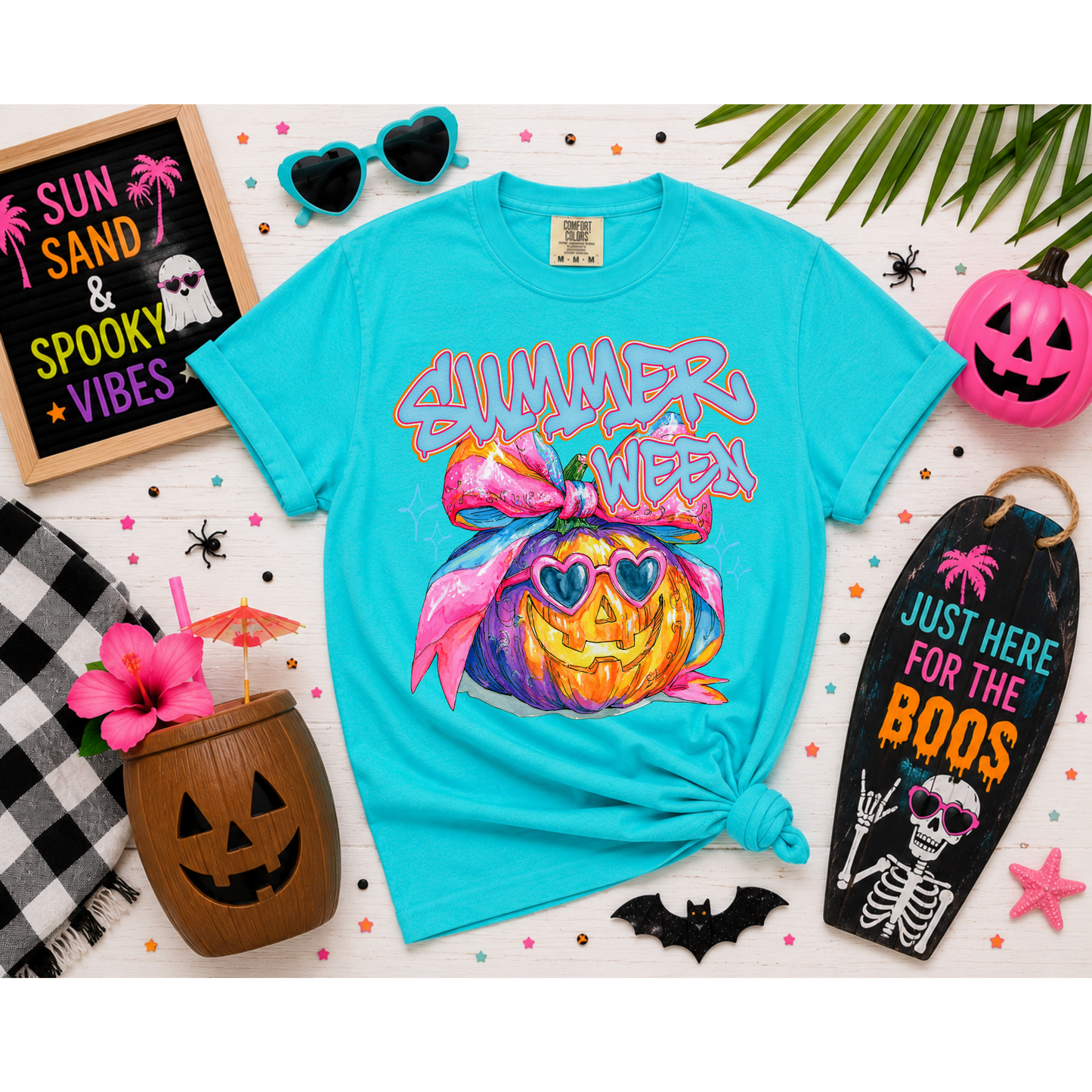 Summerween Comfort Colors® Graphic T-Shirt | Neon Halloween Shirt | Ghost Summer Tee | Hot Ghoul Summer | Spooky Beach Shirt | Unisex Graphic Tee
