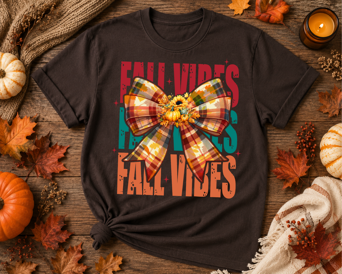 Fall Vibes Graphic T-Shirt | Thankful Grateful Blessed | Cozy Autumn Vibes Graphic Tee