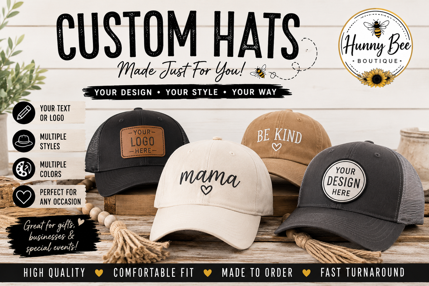 Custom Hat | Personalized Richardson, Trucker & Baseball Caps | Custom Engraved Patch or Printed Hat