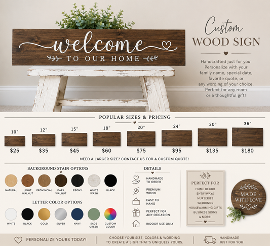 Custom Wood Sign | Personalized Farmhouse Wall Décor | Handmade Wooden Name Sign