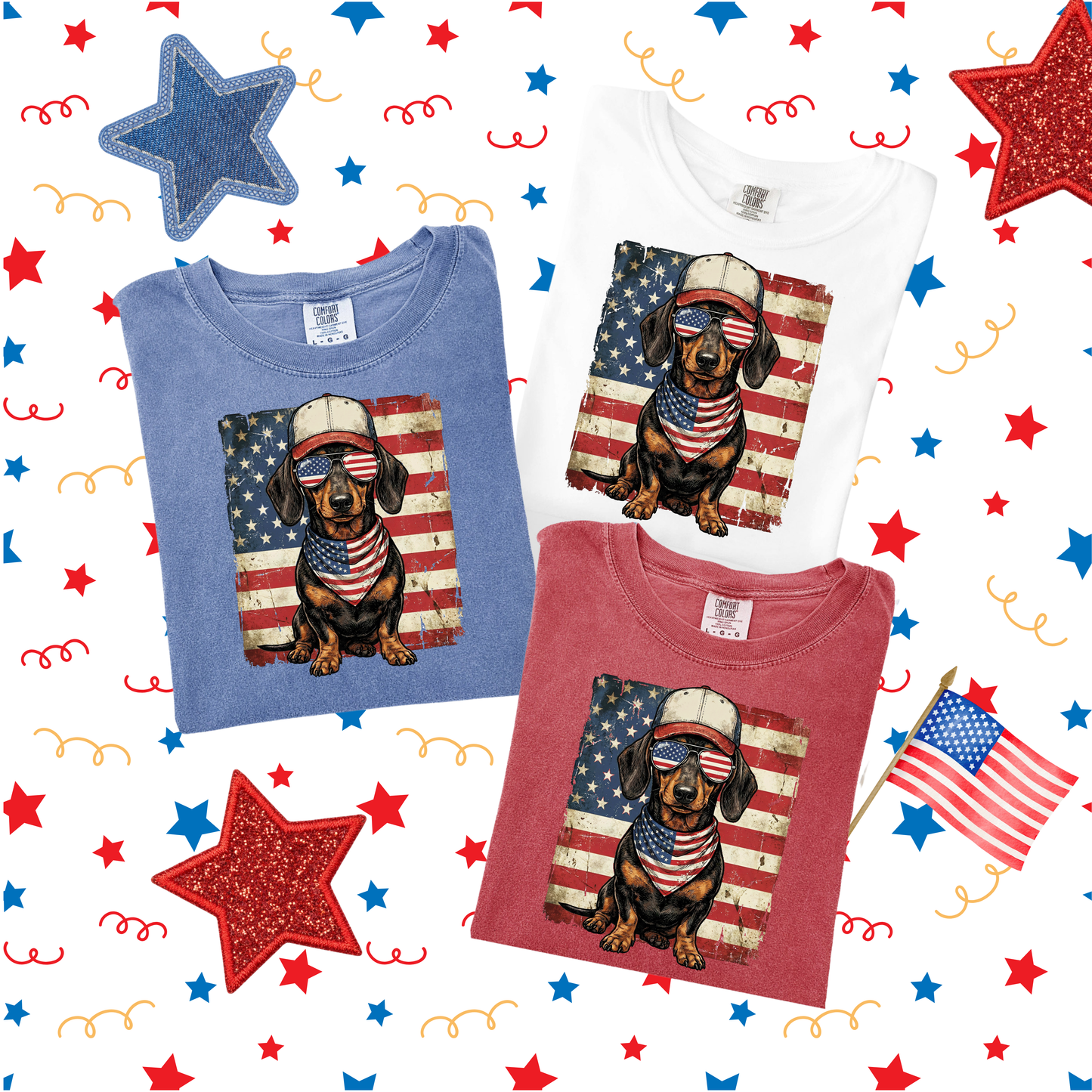 Patriotic Goat Graphic Tee – Funny Farm Animal Fourth of July Shirt