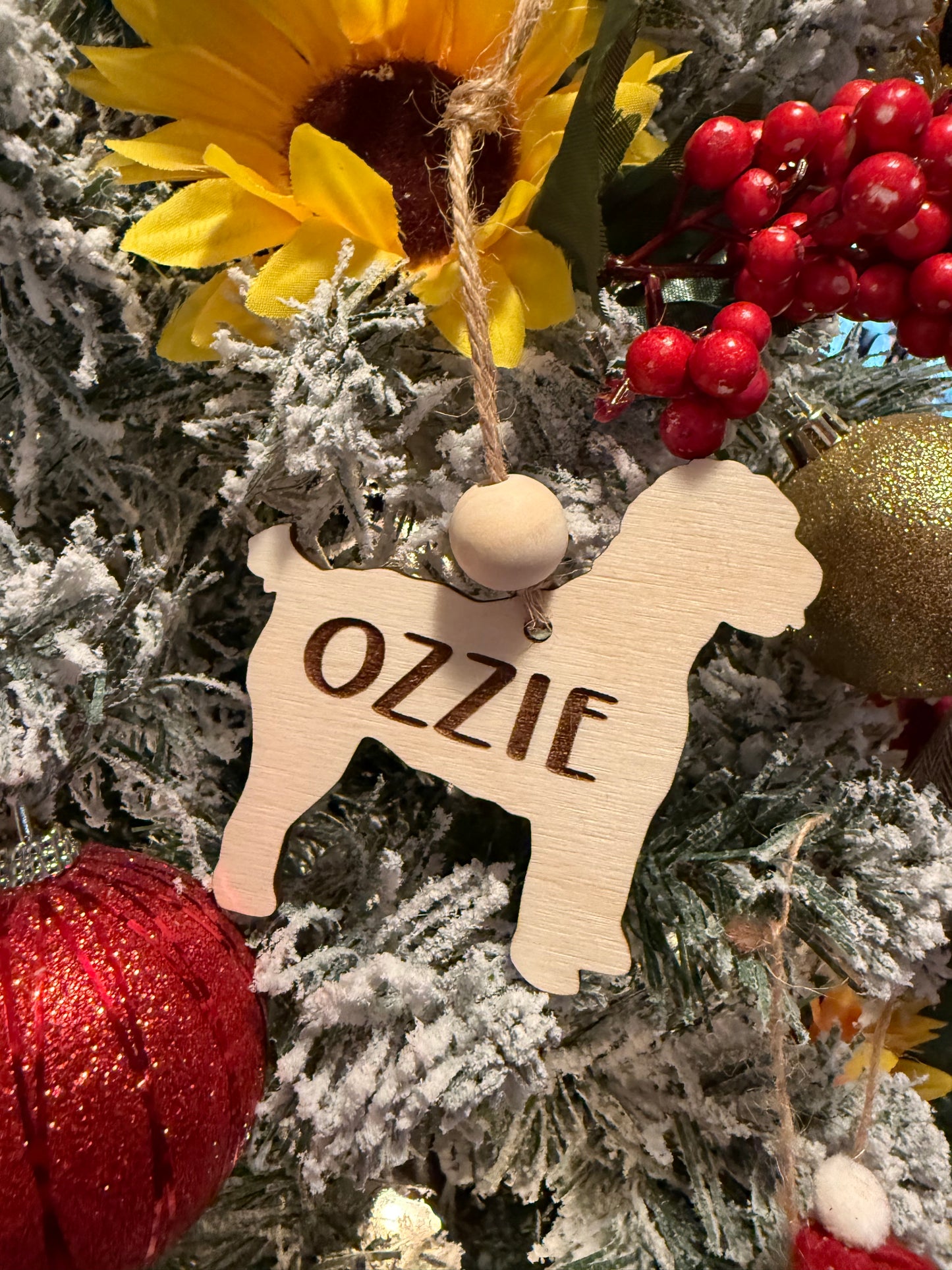 Personalized Dog Name Ornament | Custom Wooden Pet Keepsake