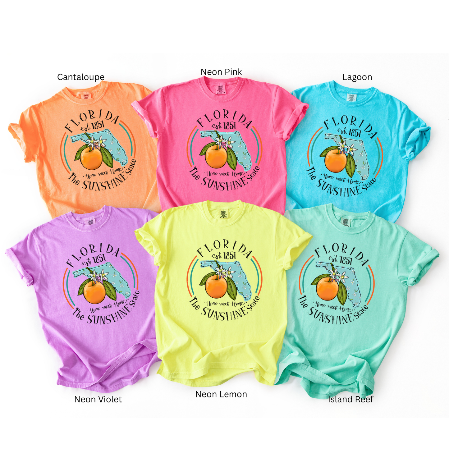 Florida Est. 1851 Sunshine State Comfort Colors T-Shirt | Florida Orange Blossom Tee