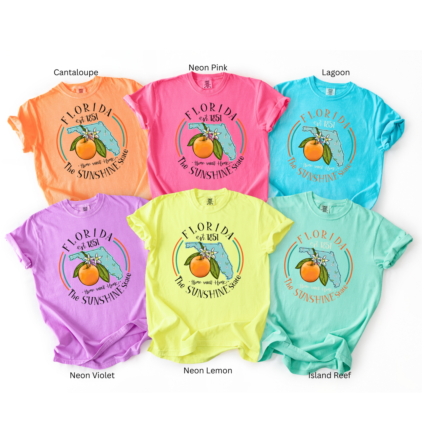 Florida Est. 1851 Sunshine State Comfort Colors T-Shirt | Florida Orange Blossom Tee