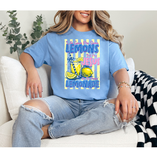 Life Gave Me Lemons, Jesus Made Lemonade | Christian Summer Graphic Tee | Faith-Based Inspirational Shirt