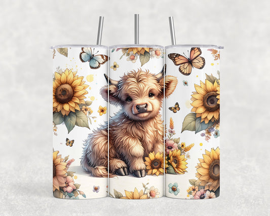 Highland Cows & Sunflowers Tumbler | 20oz Tumblers