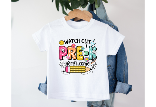 Watch Out Here I Come Elementary School Tees | Kids School tees | Sublimation Designs