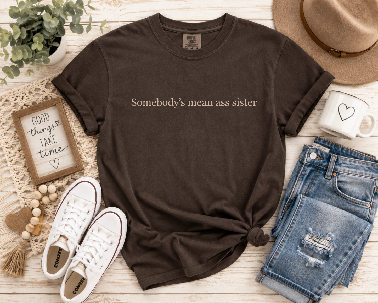 Somebody's Mean Ass Sister Graphic T-Shirt | Funny Sister Tee | Adult Sizes