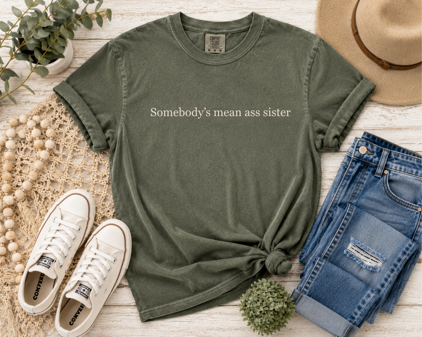Somebody's Mean Ass Sister Graphic T-Shirt | Funny Sister Tee | Adult Sizes