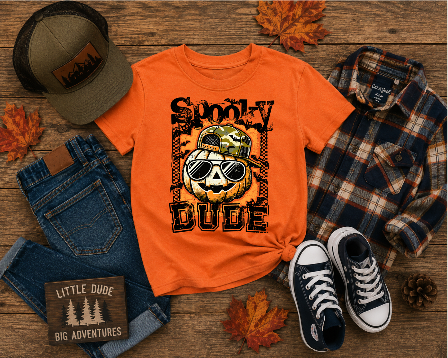 🎃 Spooky Dude Youth & Adult Halloween Graphic Tee | Pumpkin Patch Shirt | Fall Family Matching Tee