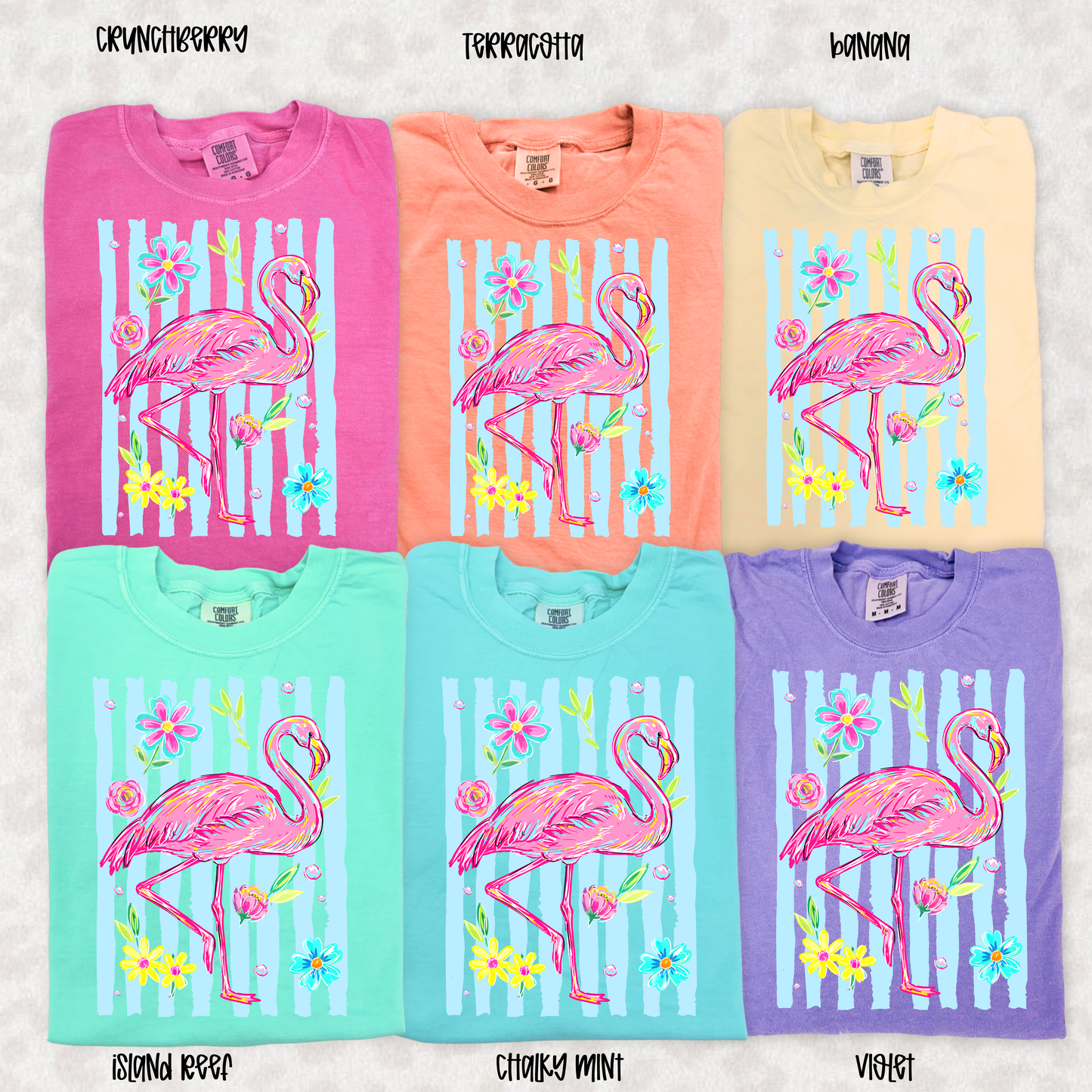 Summer Flamingo Floral Comfort Colors Tee | Tropical Flamingo Shirt | Beach Vacation Graphic Tee | Boutique Summer Shirt
