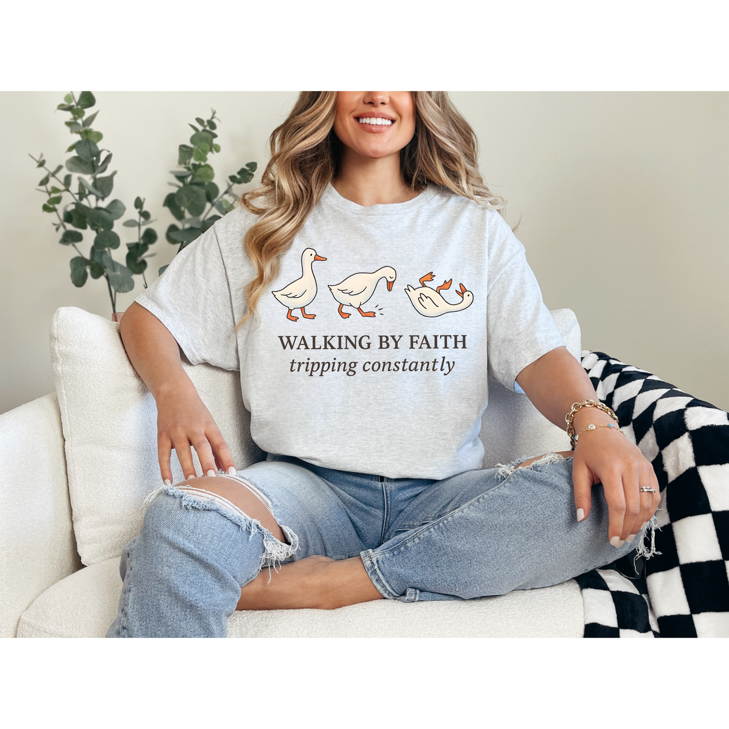 Walking by Faith Tripping Constantly Shirt | Funny Faith Christian Tee, Hoodie & Sweatshirt